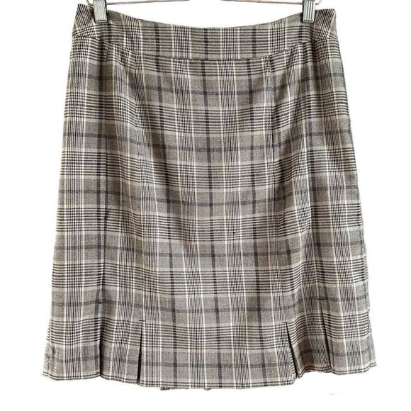 90’s Ninety Box Pleaded Plaid Knee Length Skirt 8 - Picture 3 of 10